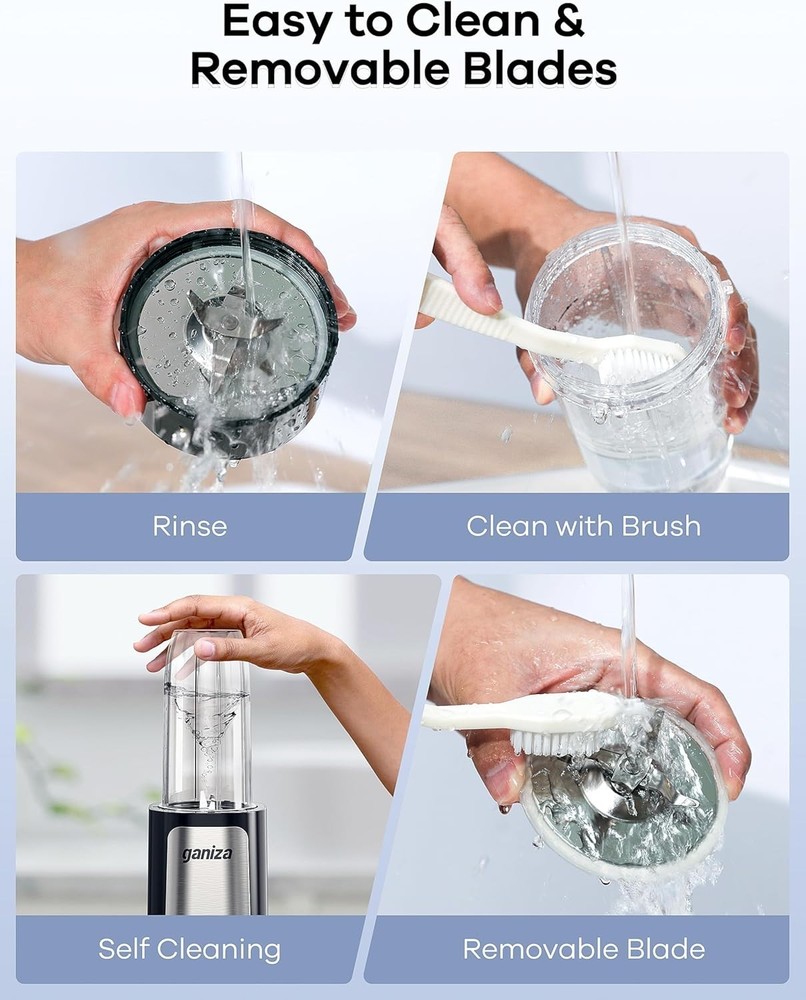 Compact 900W Personal Blender for Smoothies - Includes Nutritious Recipes