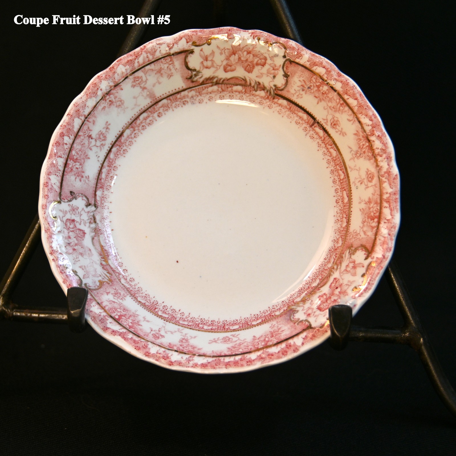 Wedgwood 6 Fruit Dessert Bowls Coupe Phoebe Pink wGold Accents England 1900-1906