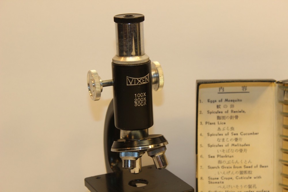 Vintage Vixen Mini Microscope 100x 200x 300x plus slides