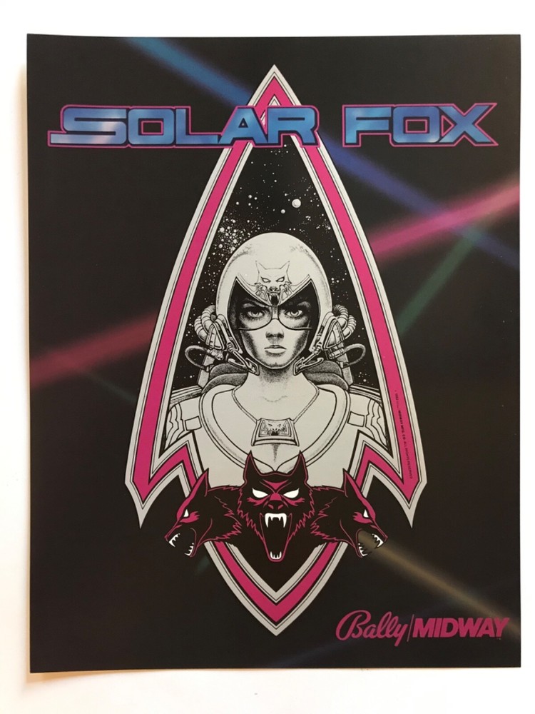 1982 Bally Midway Solar Fox Arcade Game Flyer - Excellent Condition