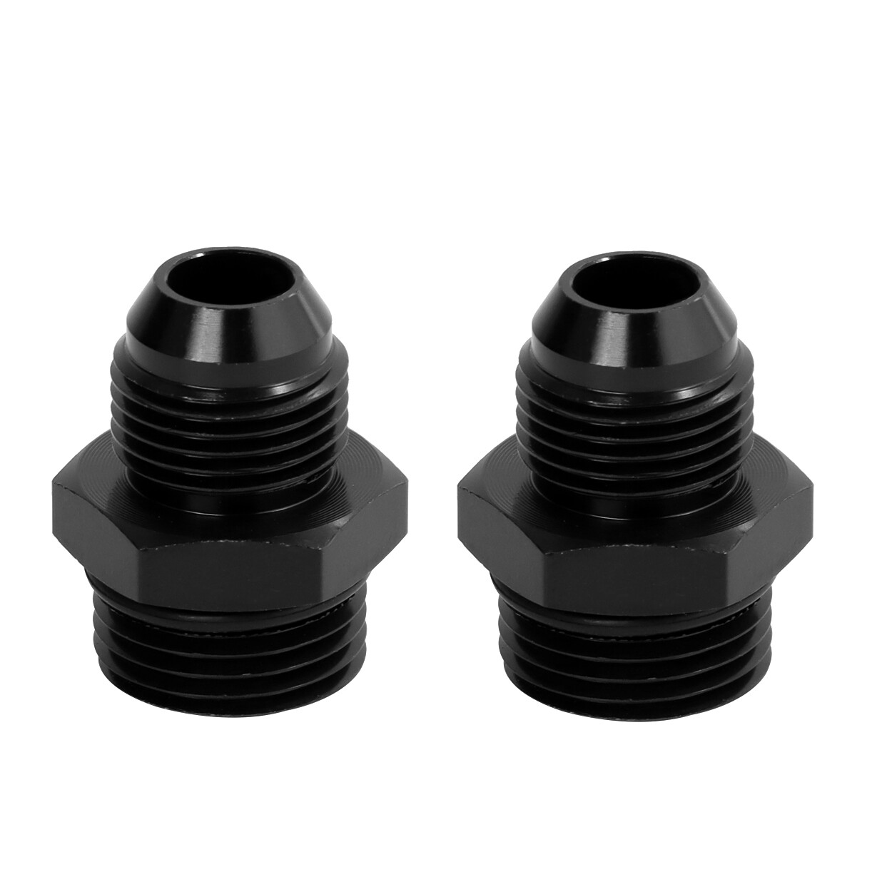 LokoCar 8AN Flare to 10AN ORB Male Fuel Rail Adapter Fitting Black 2Pcs