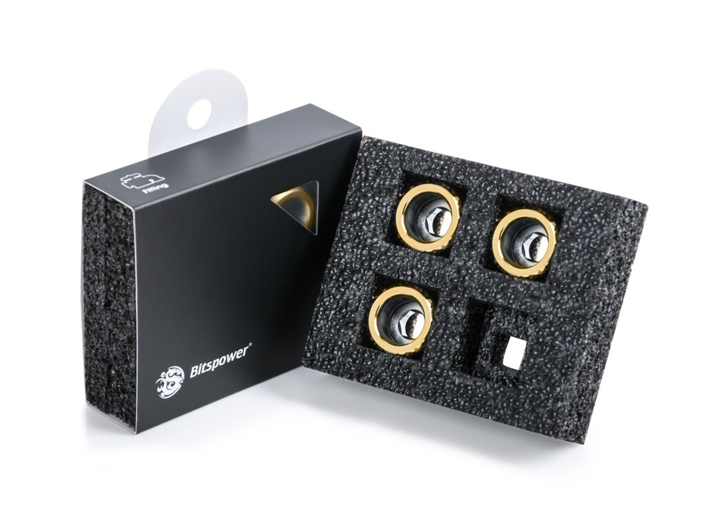 Bitspower G1/4" True Brass Advanced Hard Tube Fitting OD 16MM (4PCS) - Gold