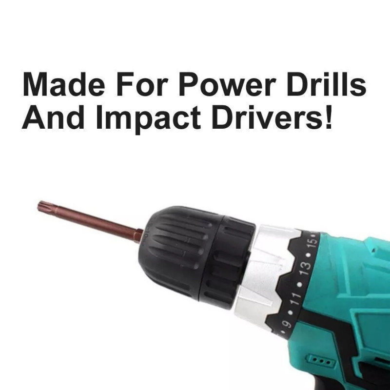 12pc Tamper Proof Star Impact Driver Bit Set Security Screwdriver Bits Hex Shank