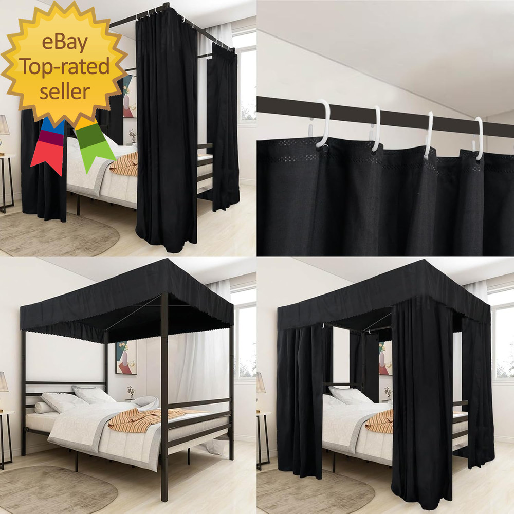 Black Canopy Bed Curtains 4 Corner Post Bed Curtains Canopy Queen Bed Canopy