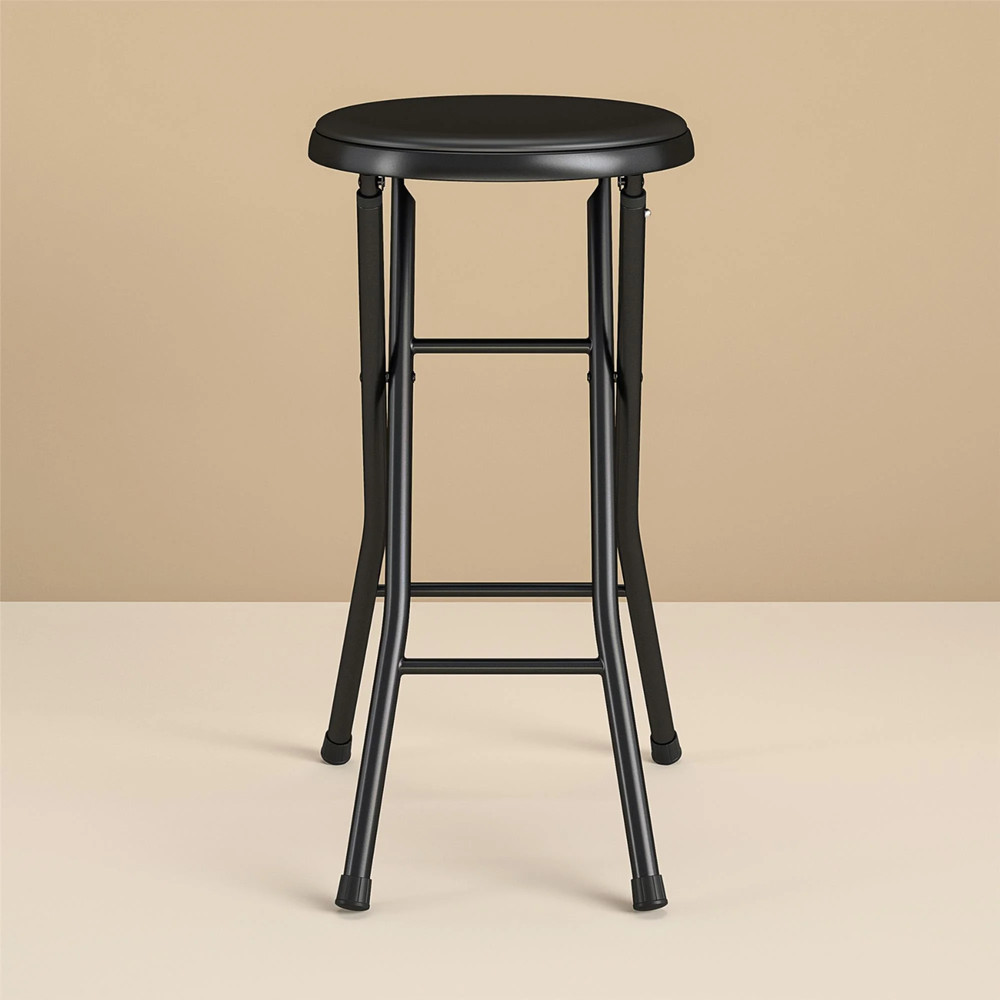 2 Pack Folding Metal Stool, Black, Multi-purpose Seating, Durable and Sturdy