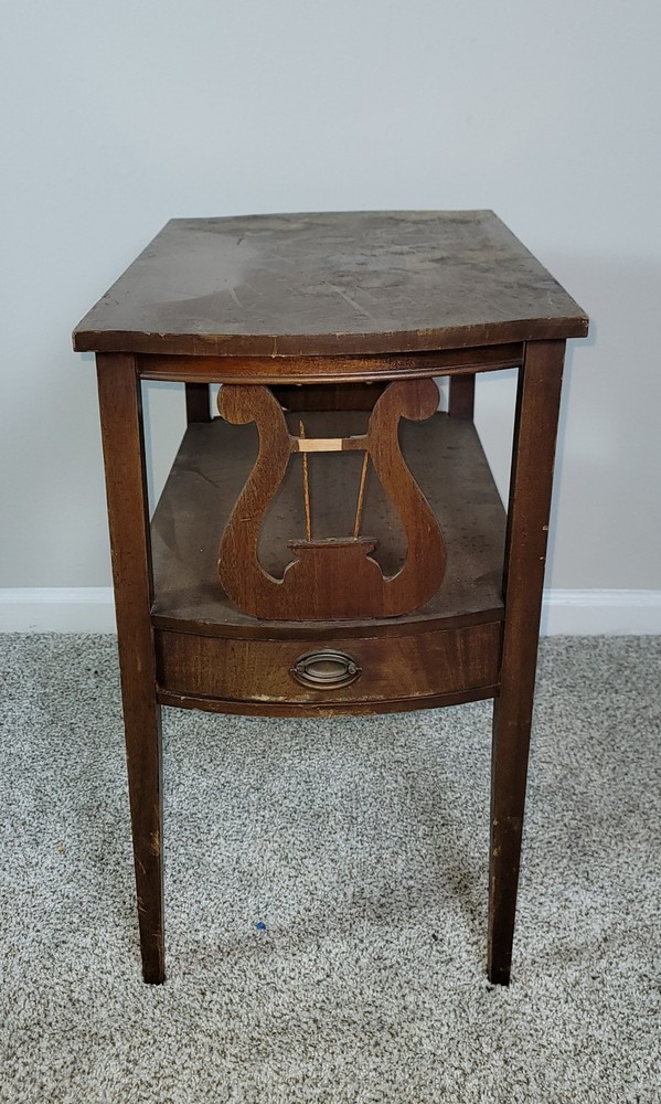 Vintage Mahogany Harp End Table