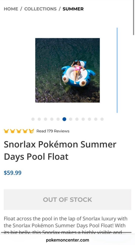 Pokemon Snorlax Giant Pool Float Summer Days - New