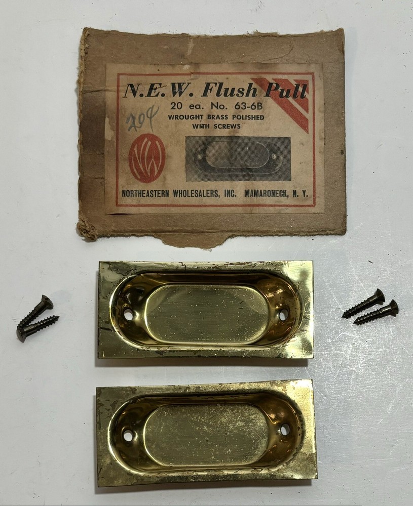NEW OLD STOCK WOUGHT BRASS N.E.W. FLUSH PULL PULLS APOTHACARY WINDOW HARDWARE