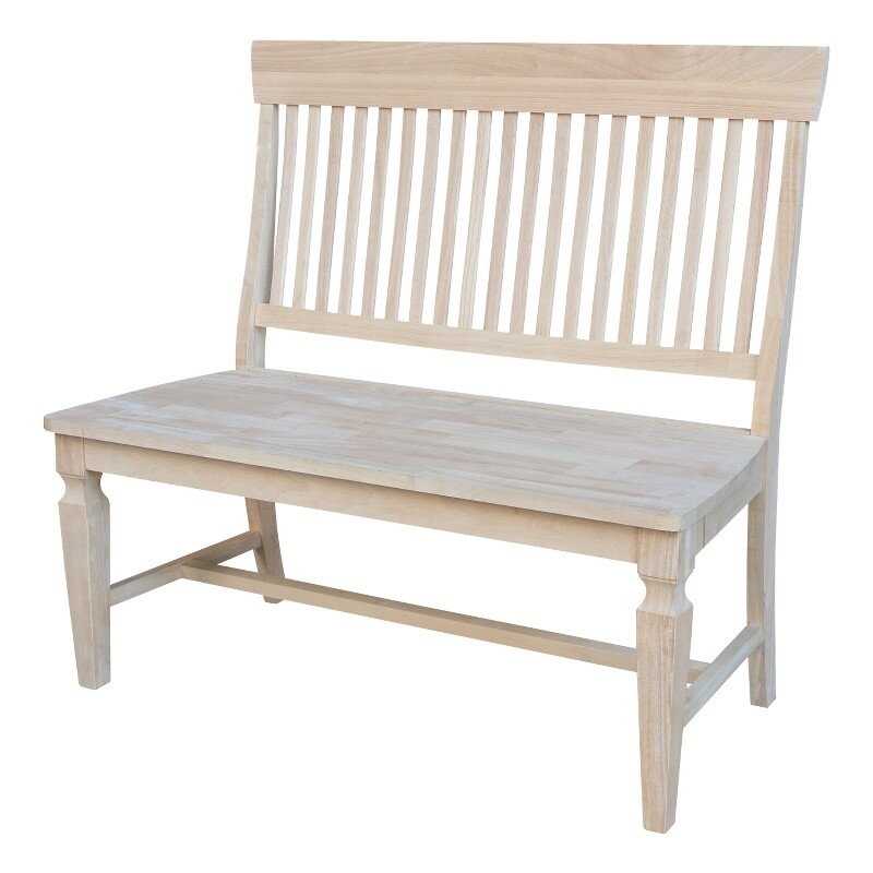 Vista Slat Back Solid Wood Bench - Unfinished
