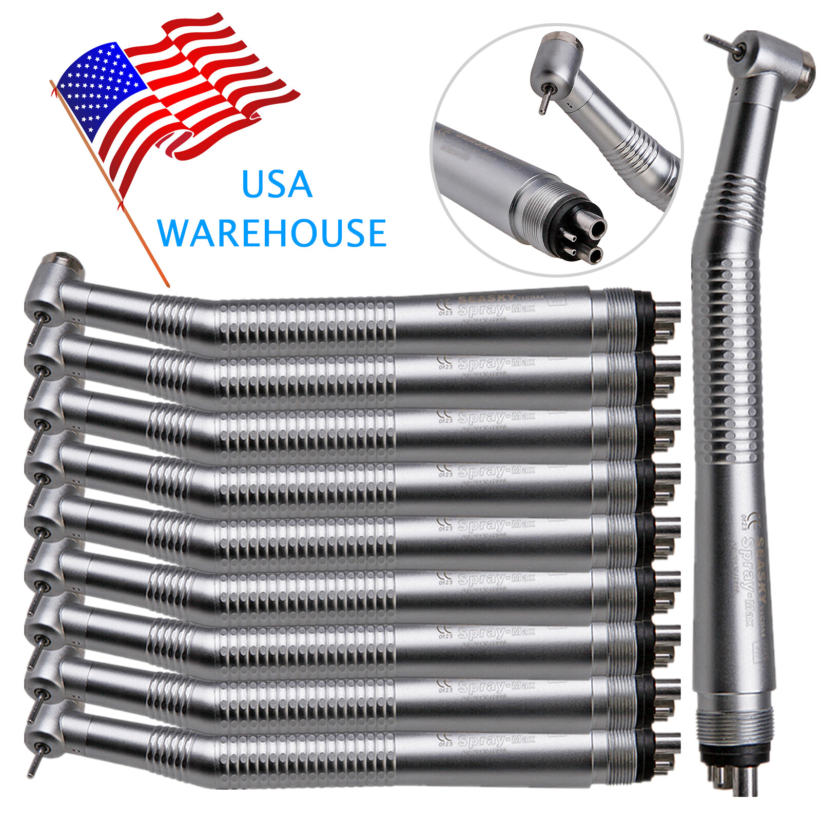 10NSK Style Dental High Speed Handpieces Push Button 4 Holes Air Turbine CE USA