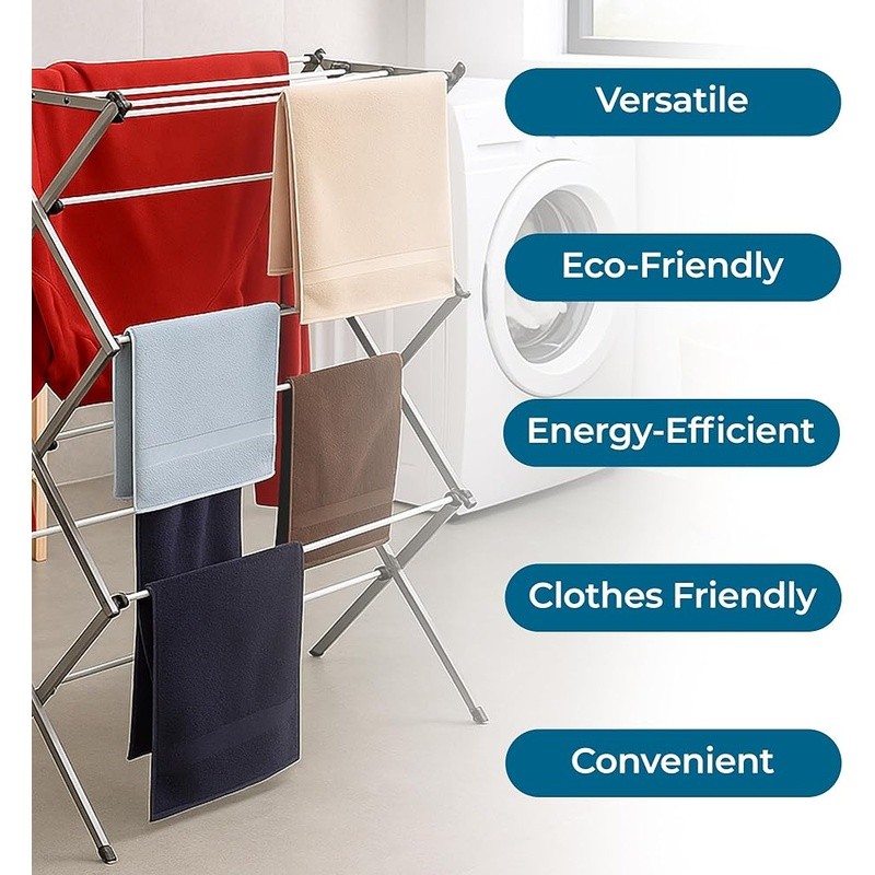 Durable Indoor Outdoor Clothes Drying Rack Foldable Space Saving Laundry Stand