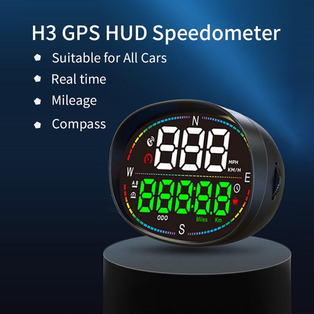 Digital Speedometer Heads Up Display GPS HUD with Multi Function Safety Alerts
