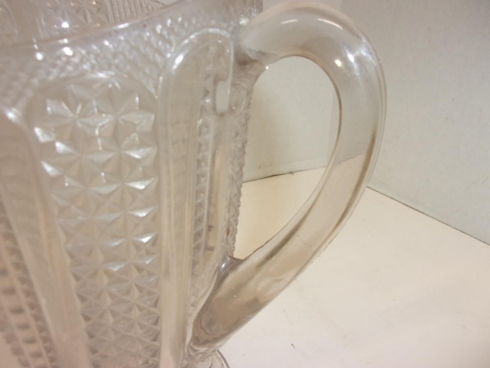 Vintage McKee Brothers Doric Pitcher EAPG Feather Pattern No Chips Or Cracks