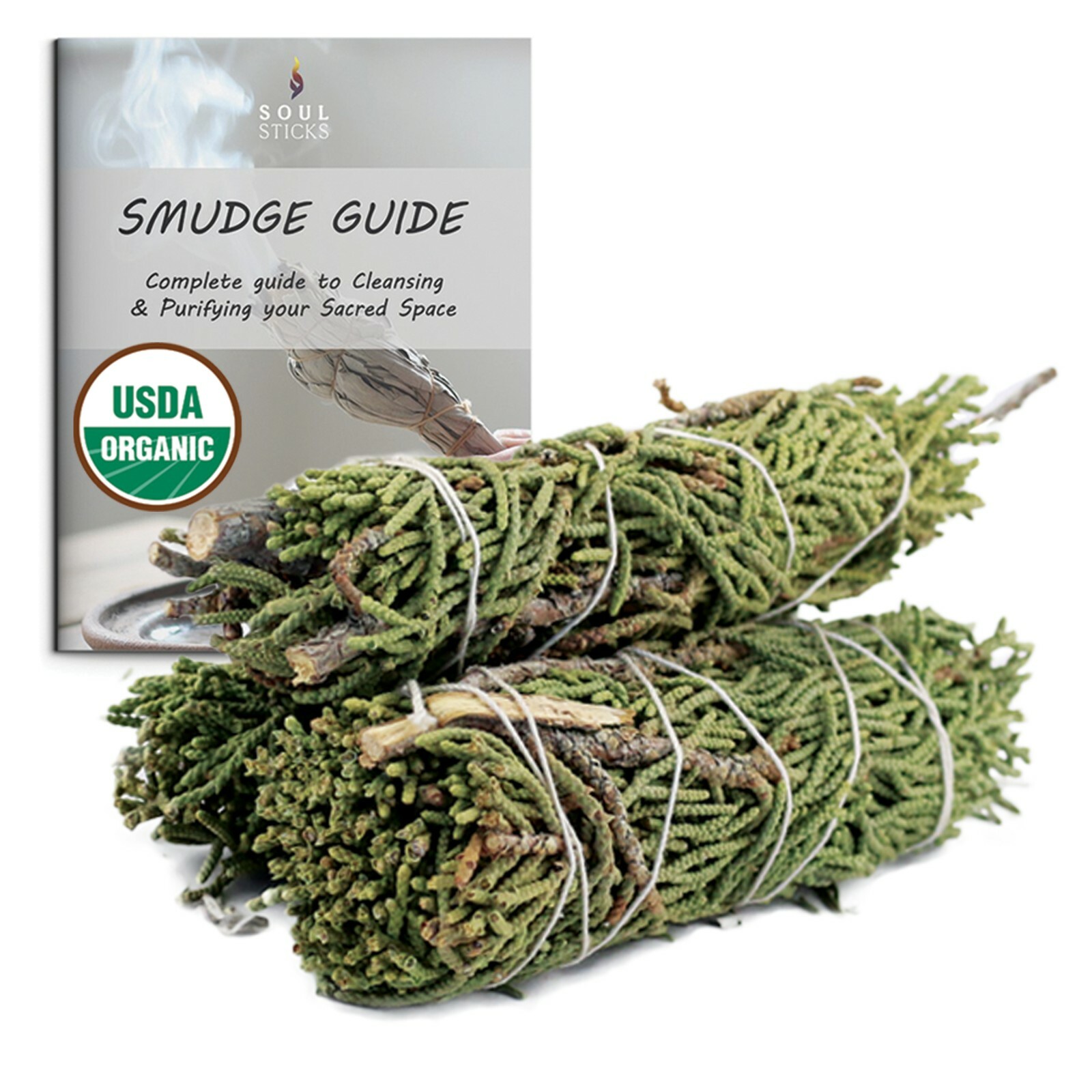 3 Pack Juniper Sage Smudge Sticks Bundles for Strength and Cleansing with Guide