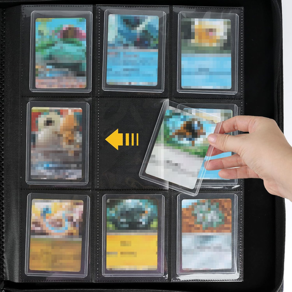 288-Card Toploader Binder with Sleeves, Double-Sided Storage, Black