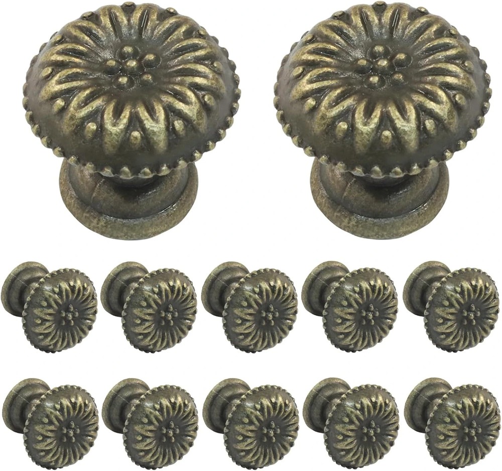 12 Pack Mini Jewelry Box Knobs, Small Vintage Drawer Pulls Knobs, Bronze Cabinet