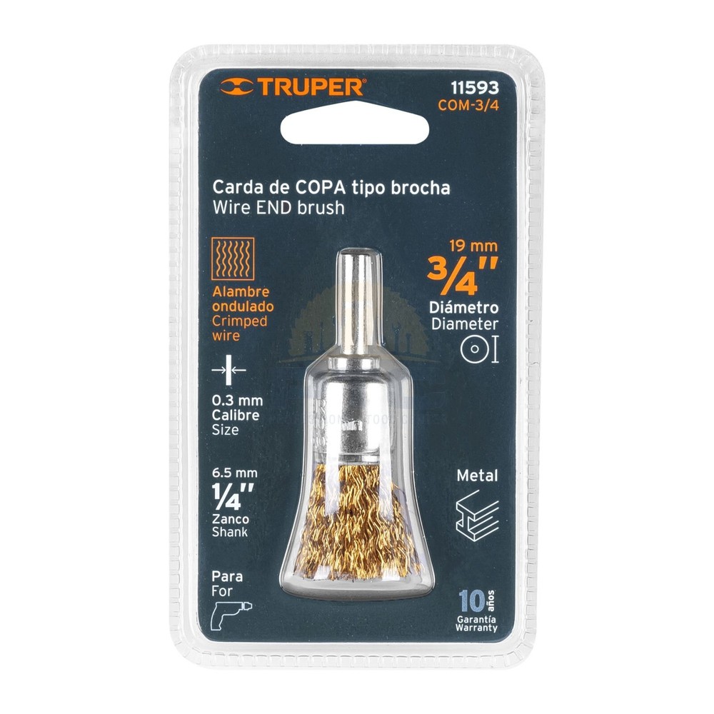 Truper COM-3/4 Cup brush 3/4" thick wire for drill