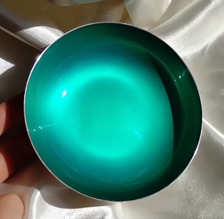 Vtg Reed & Barton TEAL GREEN Silver Plate Enamel Bowl small trinket candy 192