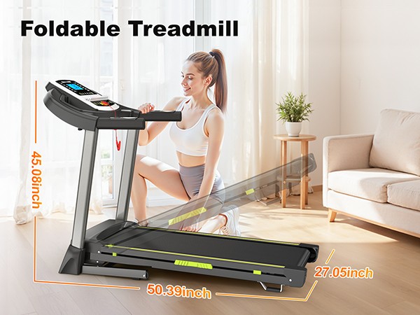 Space Saving Foldable Treadmill With Cup Holder Phone Stand Pulse Sensor For Hom