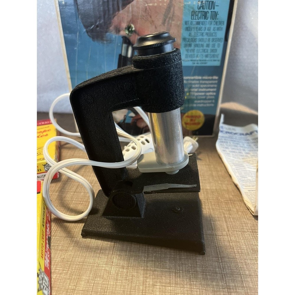 Vintage 70's Gabriel Microcraft Microscope Set 75x Includes Slides