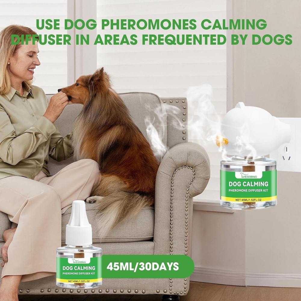 Nodfens Dog Calming Diffuser Pheromone Dog Peeing Diffuser, 1 Plug in+ 1 Pack 45