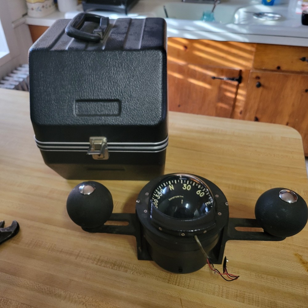 VINTAGE DANFORTH CONSTELATION COMPASS-BINNACLE WITH COMPENSATING BALLS AND CASE