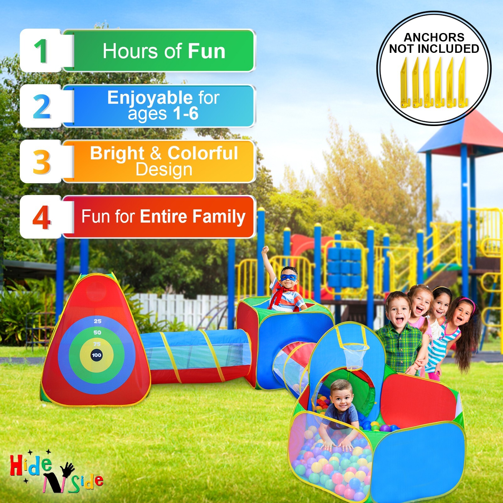 Coolest Kids Activity Center Play Tent & Tunnels Basketball Set Toy w/ Dart Wall