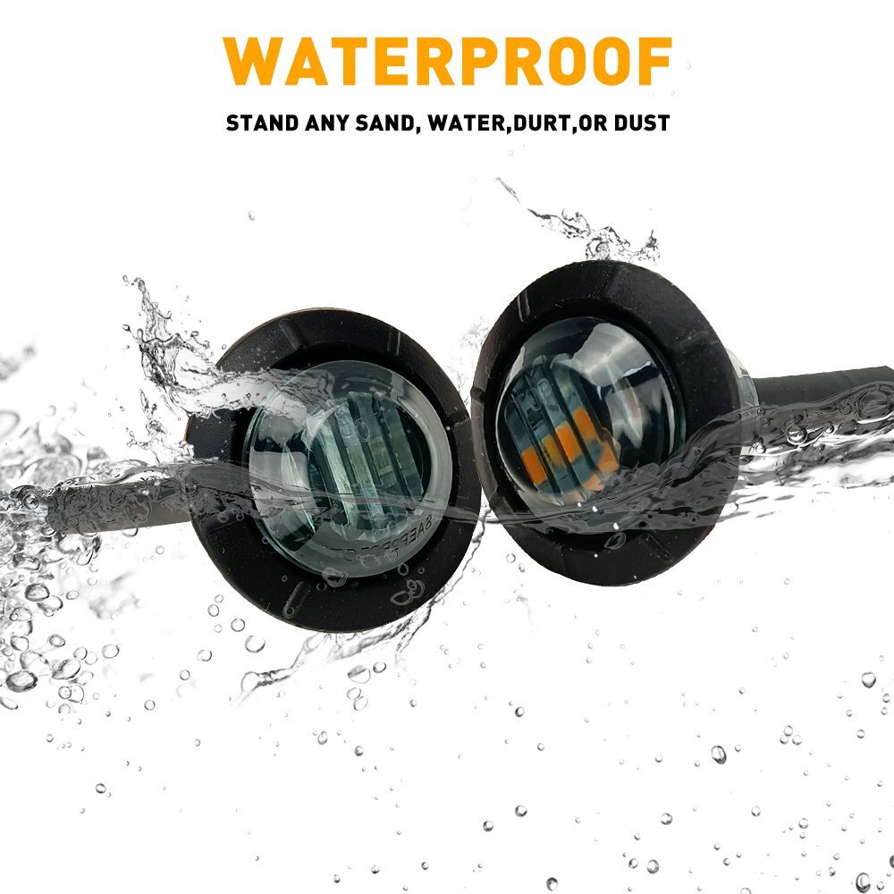 20X 3/4" 12V Marker LIGHTS LED Bullet Amber Red Truck Trailer RV Round Side Lamp