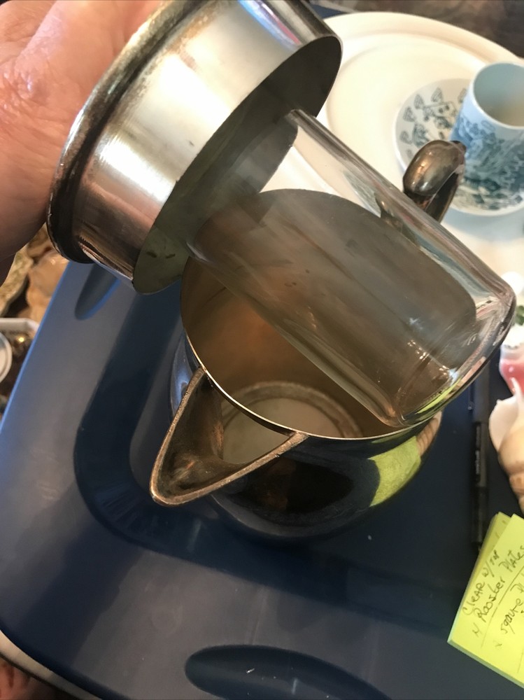 Vintage H S Silver On Copper Water Pitcher
