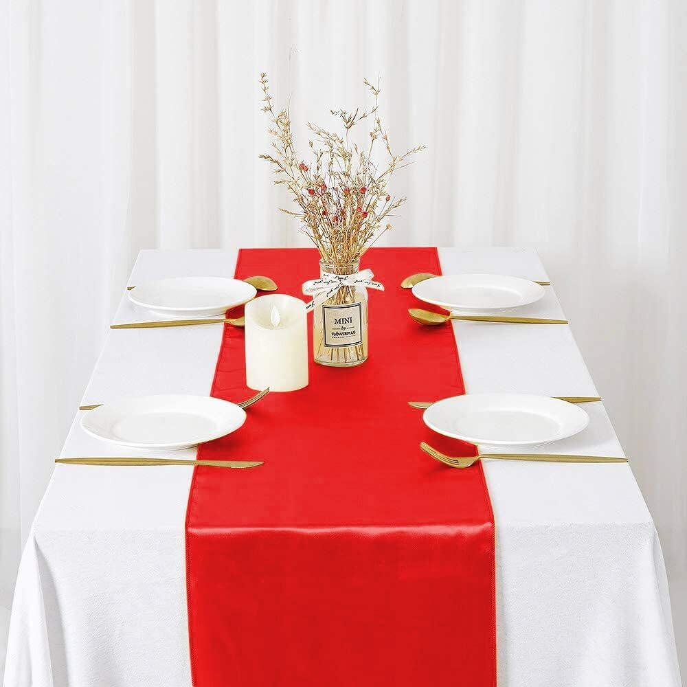 Red Table Runner Satin Table Runner 5 Pack 12x108 inch Satin Table Runner Sil...