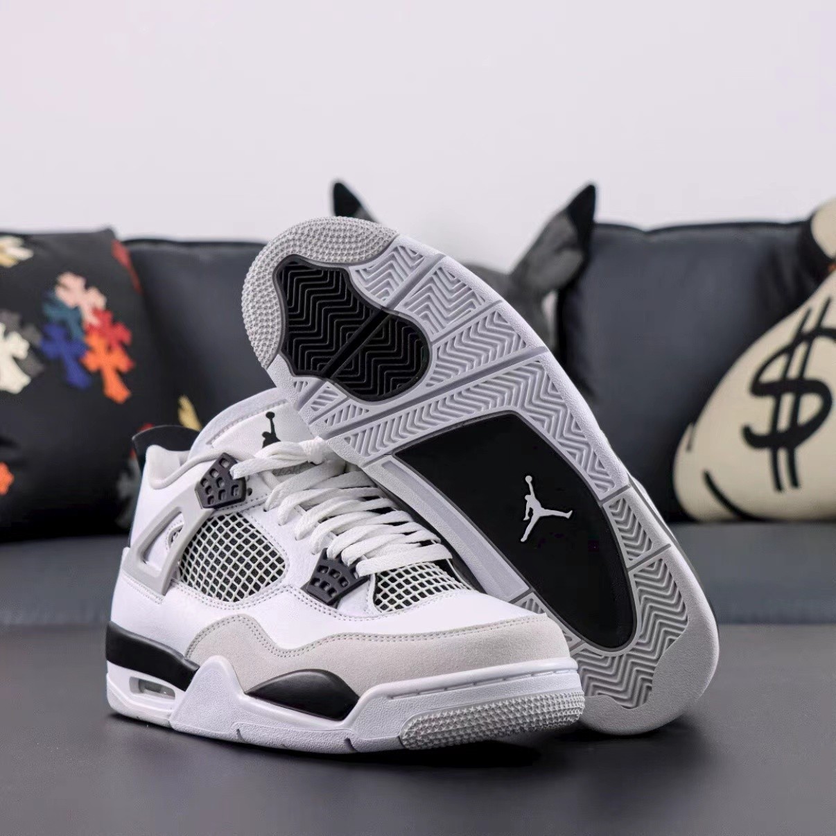 Air Jordan 4 "Military Black" Retro Basketball Shoes Men's Mid Top