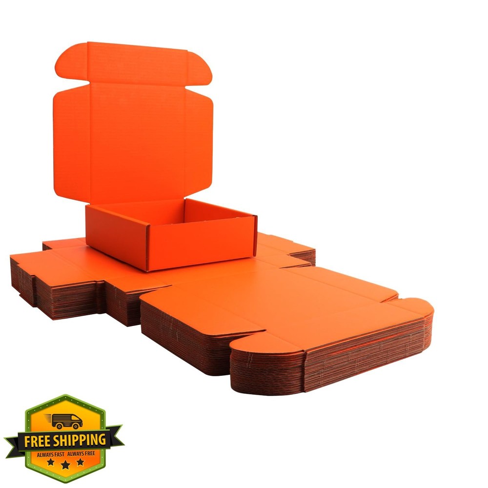 KAXILU Small Orange Shipping Boxes 6x6x2" E-commerce Packaging (20 Pcs)