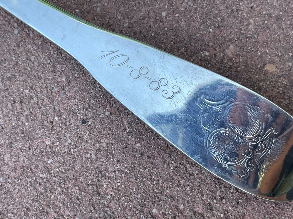 GORHAM Silverplate Serving Spoon 12" ROCHAMBEAU Lt Gov JABEZ BOWEN 1780 repo70's
