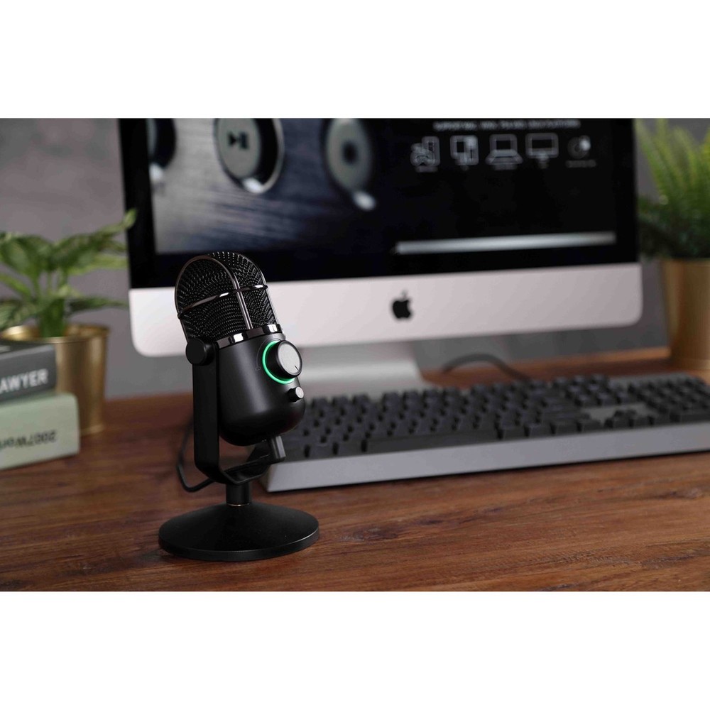 Thronmax MDrill Dome Plus USB Microphone with Tabletop Stand, Jet Black