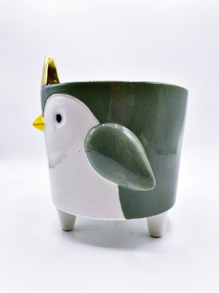 Penguin Hand Painted Footed Planter NEW