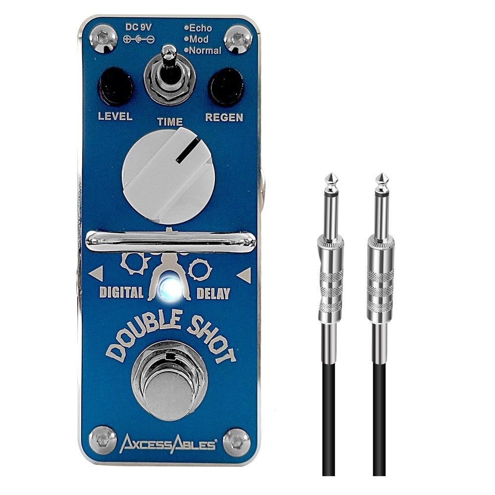 DOUBLE SHOT Mini-Stomp Delay/Echo Pedal w/ Cable