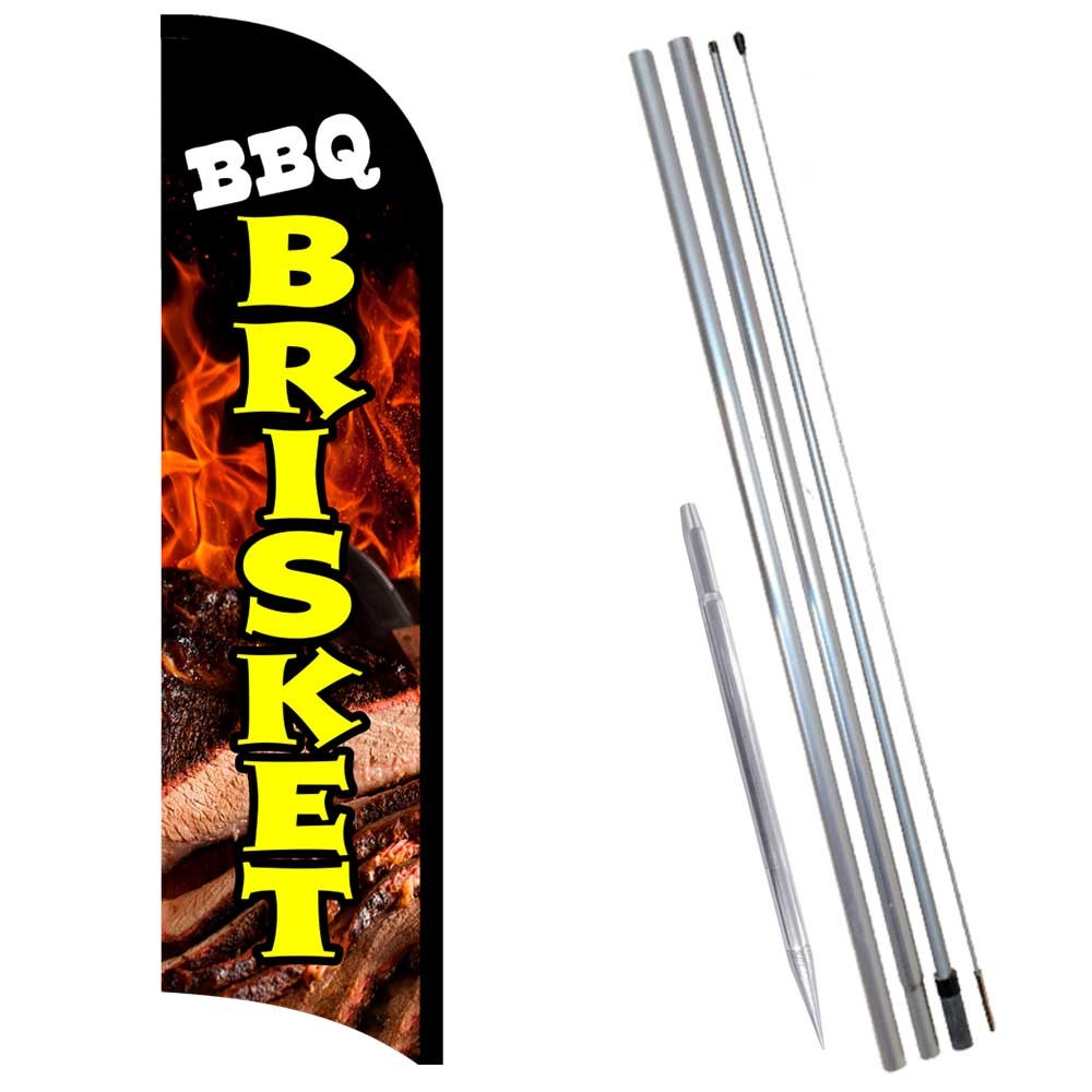 BBQ Brisket Premium Windless  Feather Flag Bundle (Complete Kit) OR Optional Rep