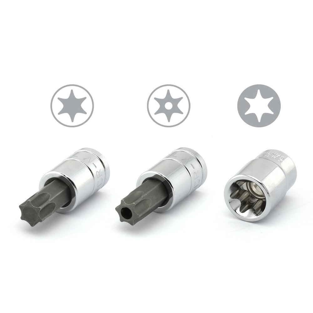 35pc E Tamper Proof Security Star Female 1/4 3/8 1/2 External Socket Torx Bit