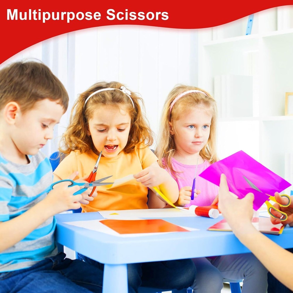 Scissors, Hnncugty 8" Scissors All Purpose Bulk Set of 6-Pack, Sharp 6 Pack