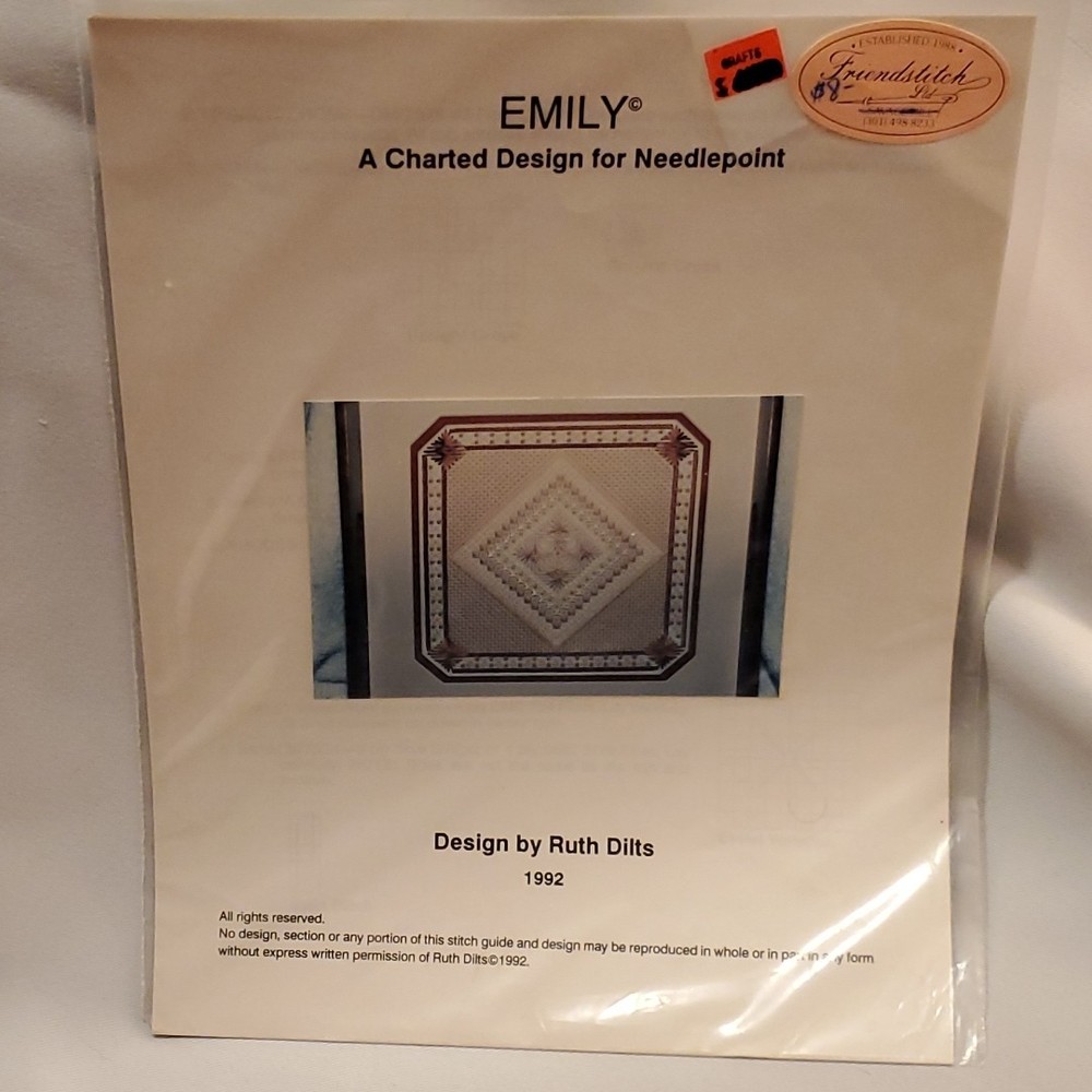 Ruth Dilts Emily Needlepoint PATTERN 1992 stitch guide