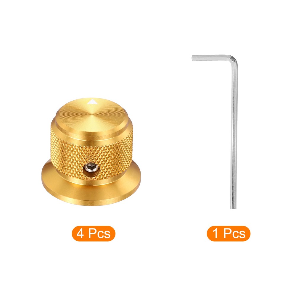 4 Pcs Aluminium Potentiometer Knobs, 3/16" (4mm), 3/4" Gold