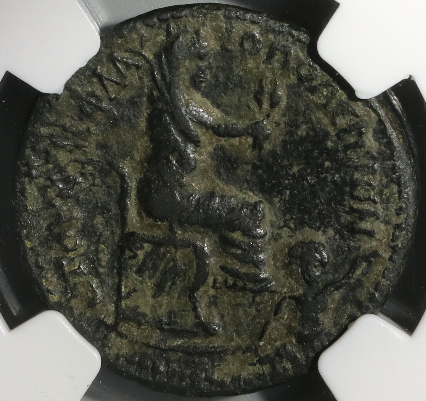 82 NGC VF Domitian Cilicia Flaviopolis Tyche Seated River God AE23 (20080302C)