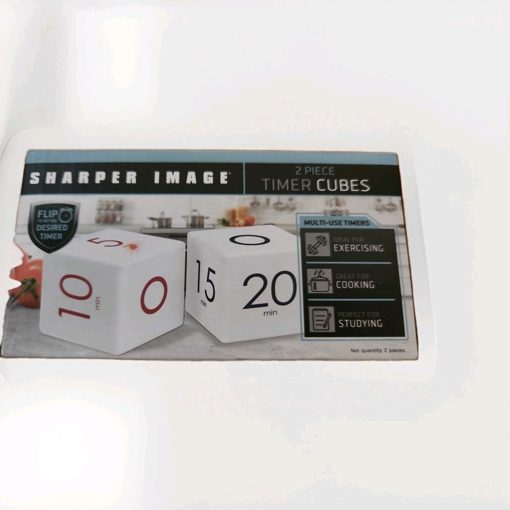 Sharper Image Two-Piece Timer Cubes Multi-Use Flip-To Desire Time New
