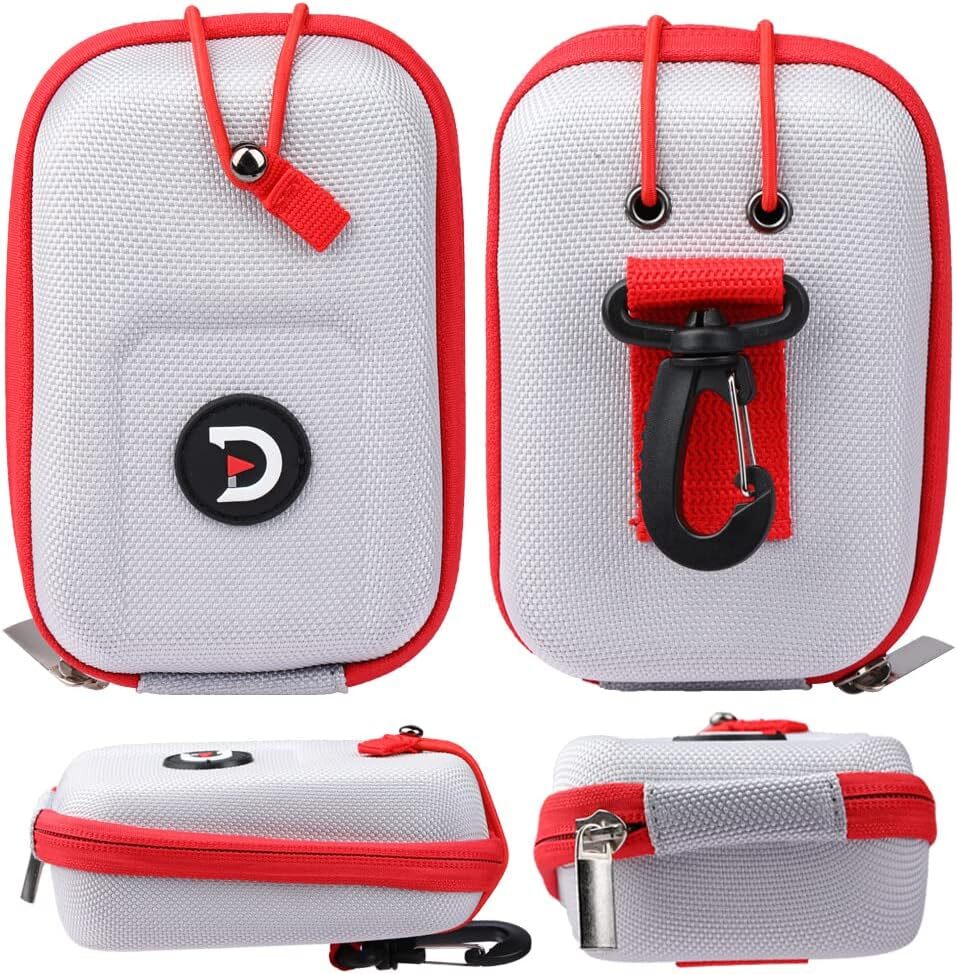 Golf Rangefinder Hard Shell Case Compatible with 5.59*3.7*2.5inch, Silver-Red