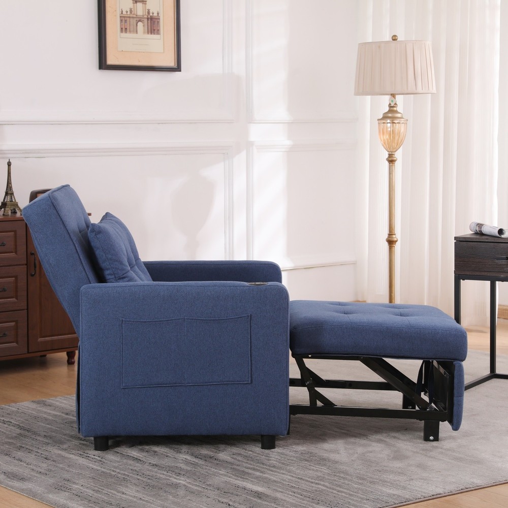 Convertible 3in1 Sleeper Sofa Bed Single Folding Pull Out Bed with USB Ports