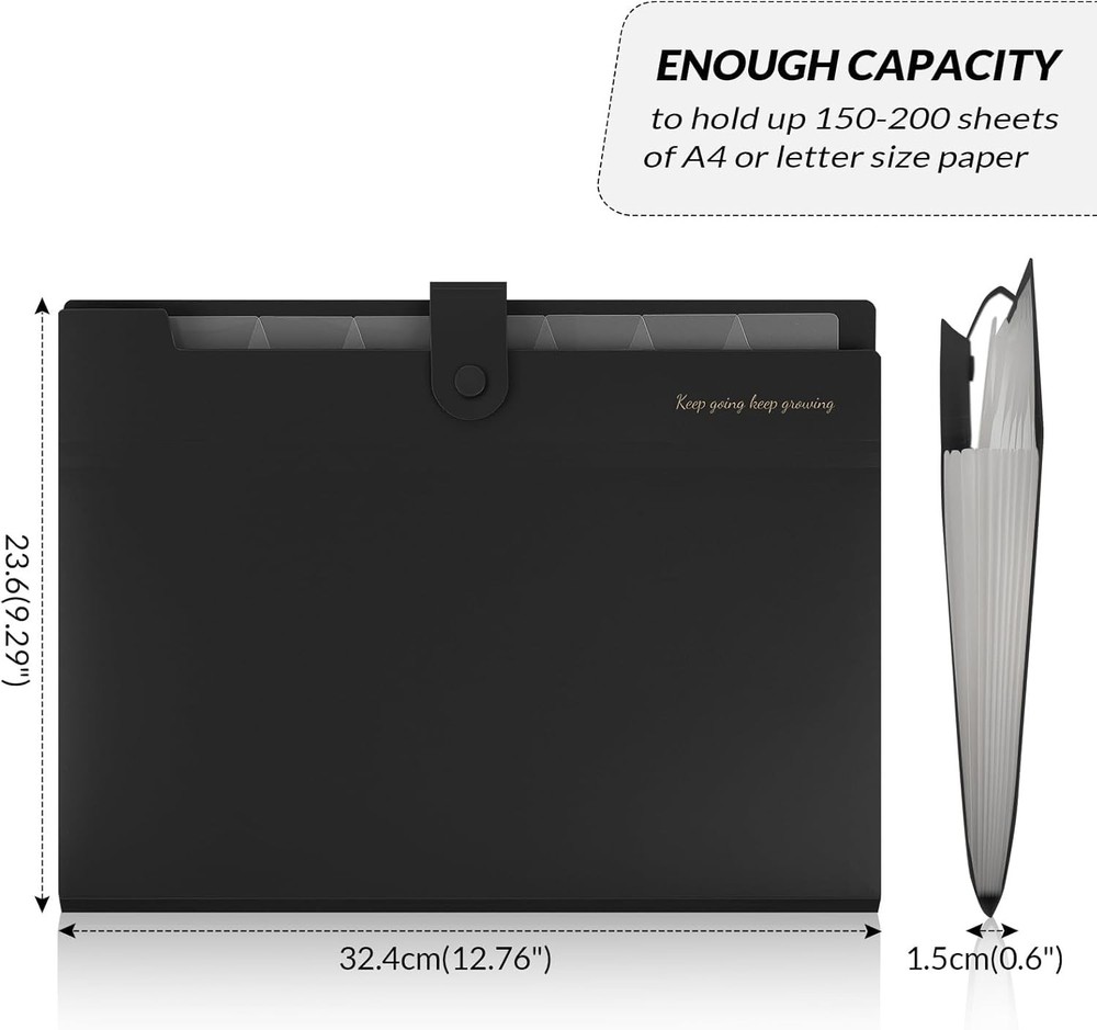 Large Expanding File Folder Organizer with 8 Pockets for A4 Letter Documents