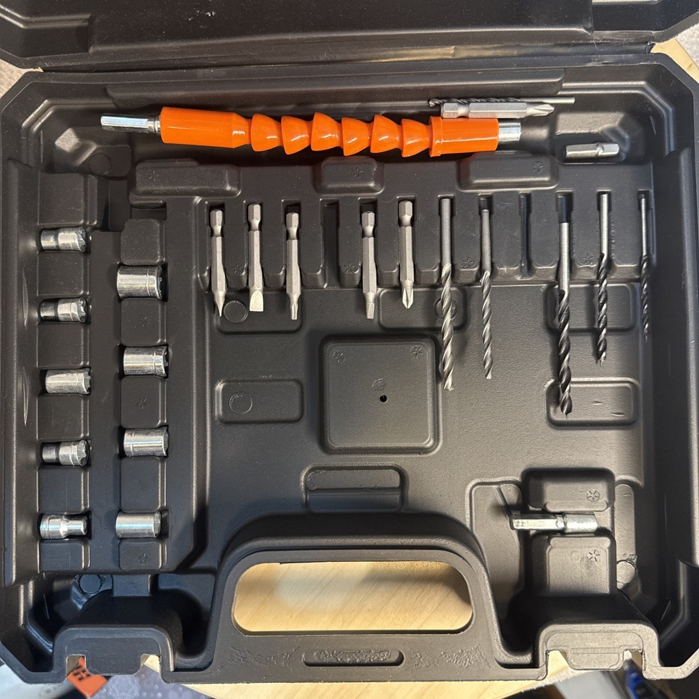 21V Cordless Drill Battery Charger, Drill Bits, Bits, Sockets, Flex Shaft, Case