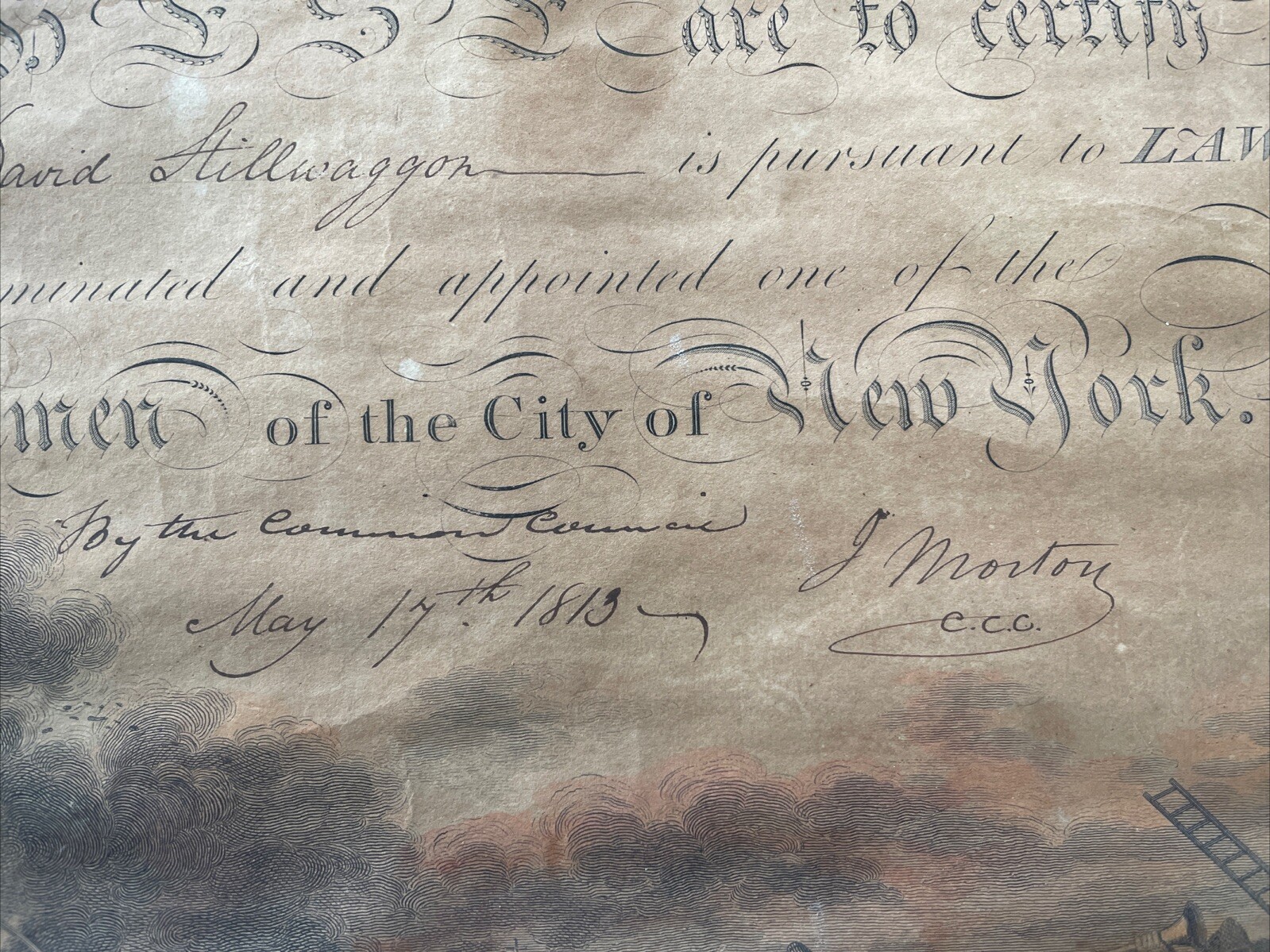 RARE! 1813 FDNY Cert. Of Nomination & Appointment. City Of New York Firemen