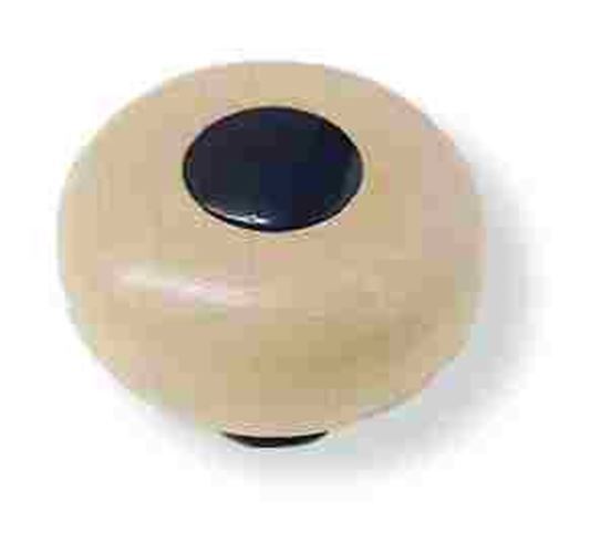 1-3/8" Whitewashed Wood Knob Black Button Center & Base