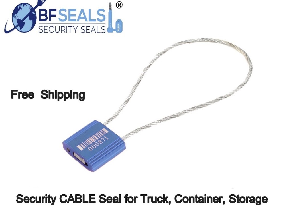 CABLE Security Lock Seal w. 2.4mm-12", 150 pcs., Numbered / Barcode, BLUE